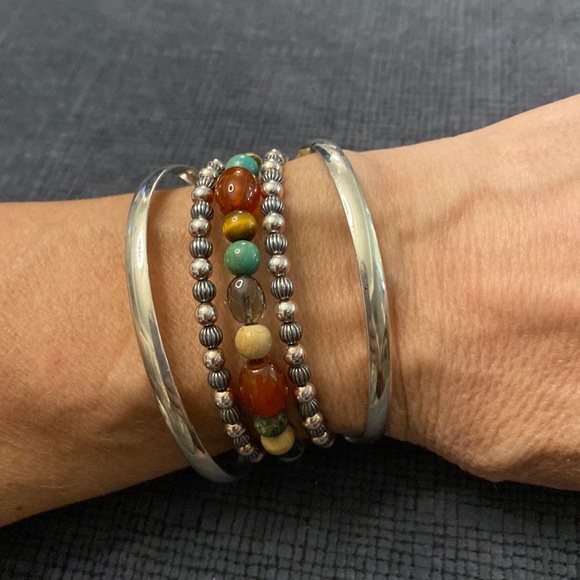 Carolyn Pollack Jewelry - Carolyn Pollack Sterling Silver bracelet, Turquoise, Tigers eye & Natural Stones